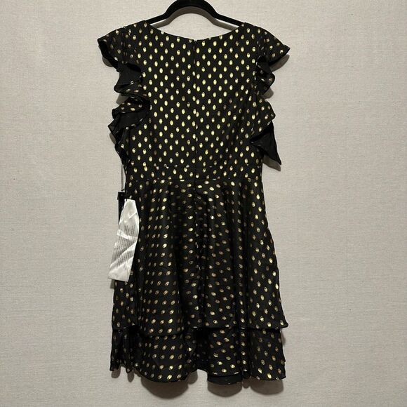 NWT Ieena for Mac Duggal Ruffle Sleeves Polka Dot Dress - size 6 - Picture 5 of 8